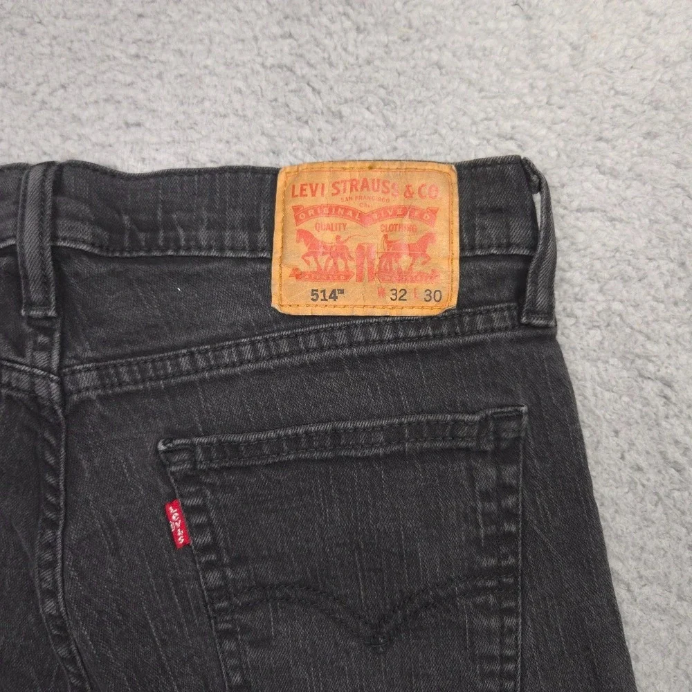 Levi's 514 Straight Jeans Men 32x30 Black Stretch Denim Low Rise Red Tab